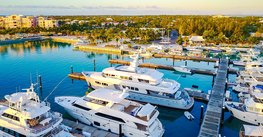 A beautiful scenery of the sunrise at the marina in Turks and Caicos